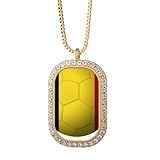 ベルギーの国旗のサッカー・ワールドカップ ゴールドネックレスダイヤモンドクリスタルペンダント