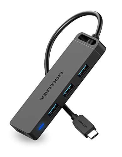 VENTION USB C Hub, USB Type C to USB Adapter with 4 USB 3.0 Ports, Thunderbolt 3 USB 3.0 Port with Powered Support, USB Hub for Laptops, MacBook Pro/Air 2020/2019 and More USB Type C Devices 0.5FT