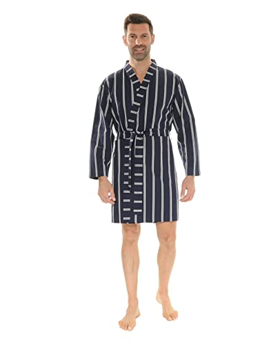 Christian Cane kimono court bleu Natys en popeline de coton noble
