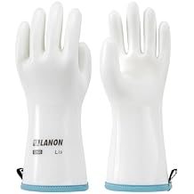 LANON Liquid Silicone Baking Gloves, Heat Resistant Oven Gloves with Fingers, BBQ Gloves Food Grade, Grill Gloves, Oven Mitt, Anti-Slip Grip, White, XL