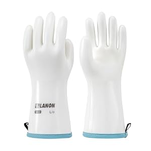 LANON Heat Resistant Oven Gloves,Liquid Silicone Oven Mitts,White,Large