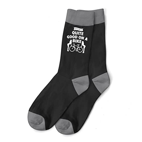 D Design Invent Print! Cycling Gift Socks Men’s Funny Bike Present Quite Good Size 6-11 (Black/Grey)