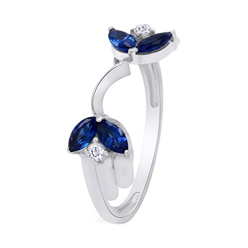 Marquise & Round Simulated Blue Sapphire & Cubic Zirconia Enhancer Guard 10k Gold2