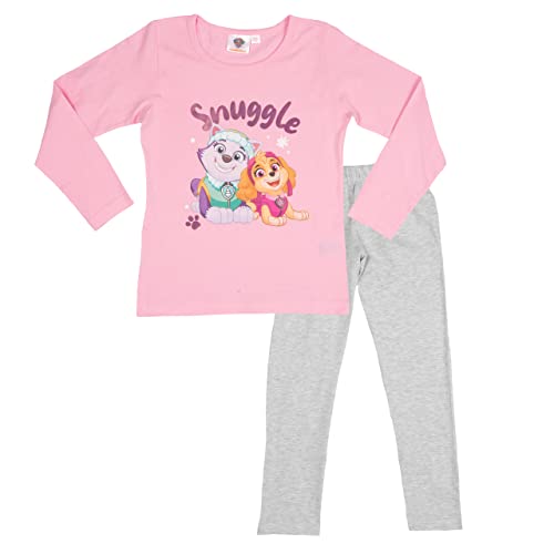 Paw Patrol Schlafanzug für Mädchen - Snuggle Kinder Pyjama Set Langarm Oberteil mit Hose Grau/Rosa (as3, Numeric, Numeric_122, Numeric_128, Regular,...