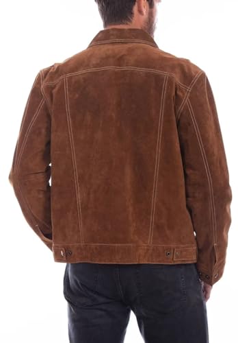 Men's Classic Suede Blazer 6-Button Retro Casual Cowboy Faux Leather Sports Jacket2