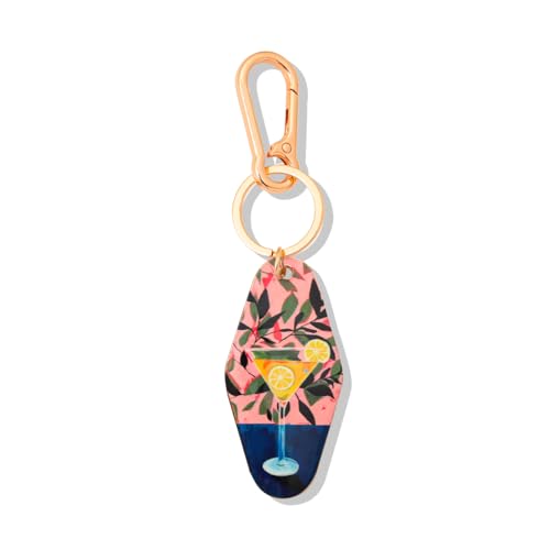 Vintage Martini Cocktail Keychain - Motel Retro Metal Bag Charm - 5.7 Inch Long Barware Gift