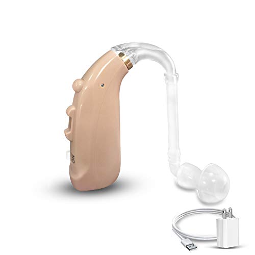 Banglijian Rechargeable Hearing Amplifier Personal Sound Amplifier with 60 Hour Life Per Charge, Digital Noise Cancelling to Aid and Assist Hearing for Adults and Seniors, Fit Both Ears