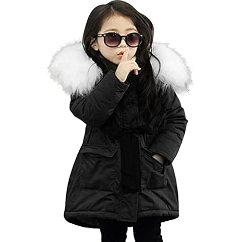 KONFA Baby Girls Stylish Padded Jacket Hooded Wind Coat,Suitable for 2-7 Years Old,Winter Outwear Warm Parka Clothes Set Cover
