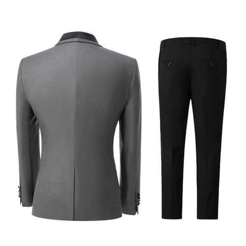 JinXuanYa Mens Suit 3 Pieces Slim Fit Suit for Men Formal Business Prom Tuxedos for Groomsmen Wedding(Blazer + Vest + Pants)3