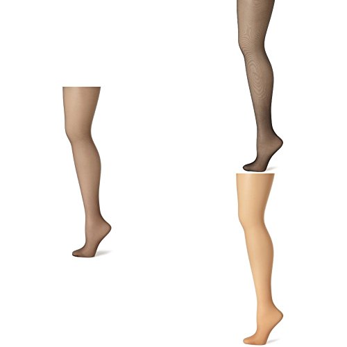 Hanes Women's Control Top Sheer Toe Silk Reflections Panty Hose, Barely Black/Jet/Little Color, A/B