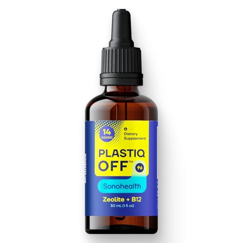 SonoHealth Plastiq Off Zeolite Detox & Cleanse Support with Micronized Zeolite, Liquid Drops for Kids & Adults, Vegan, Non-GMO, USA Sourced