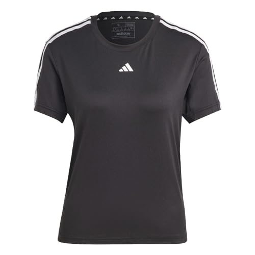 adidas Women's Plus Size Aeroready Training Essentials Regular 3-Stripes T-Shirt, Black/White, M
