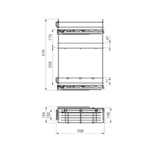 Emuca - Carrello Portabottiglie Estraibile Con Chiusura Soft, Lato Sinistro, 3 Vassoi, Unità 800X200Mm, Acciaio, Grigio Antracite - 3