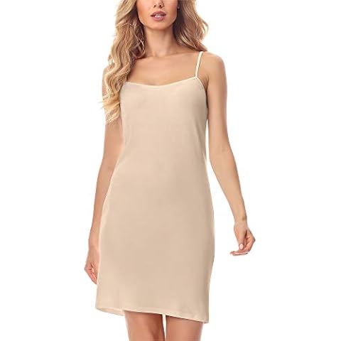 Merry Style Damen Unterkleid kurz Petticoat Knielänge einstellbare Träger MS10-203(Beige, M) Cover