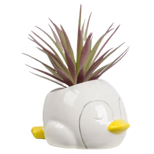 Planta artificial en maceta, lindas plantas en macetas - Planta artificial en maceta de cerámica,Plantas falsas en maceta, Linda cara de pingüino para estante interior, decoración al aire libre d