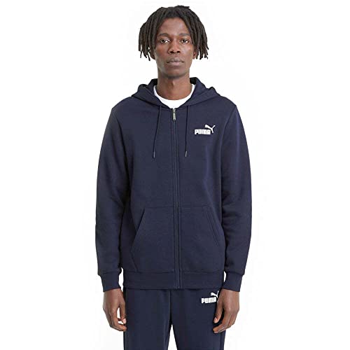Image of Puma Men's Essentialentials Small Logo Full-Zip Hoodie | Comfortable Cotton-Polyester Blend Jacket with Adjustable Hood & Pockets | Ideal Hoodie Sweatshirt for Workouts, Travel & Casual Wear
