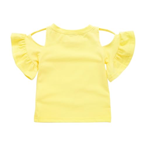 Beessbest Toddler Girls Ruffle Sleeve Off Shoulder Tops Baby Kids Solid Color Cotton Blouse Girl Summer T Shirts4