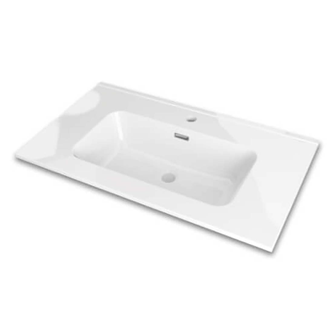 Lavabo Encimera Cerámico Gandía | Pila Lavamanos Rectangular 101x46 cm | Lavabo para Mueble de 100 x 45 cm, con Rebosadero, con orificio grifo, 1 seno centrado. (101 x 46 cm)