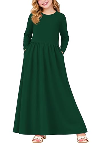 Image of Deerose Girls Maxi Dress Short Sleeve Casual Long Dresses with Pockets 5-14 Years