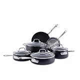 All-Clad HA1 Expert Hard Anodized Nonstick Cookware Set (10 Piece) Pots, Frying Pans, Dishwasher-Safe, Oven-Safe Up to 500°F Compatible with All Stovetops (Gas, Electric & Induction) - Black