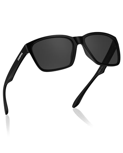 CARFLA Gafas de sol deportivas polarizadas para hombres - Protección UV400 para correr, pesca, ciclismo, CA0951, Marco negro mate con lentes grises, medium