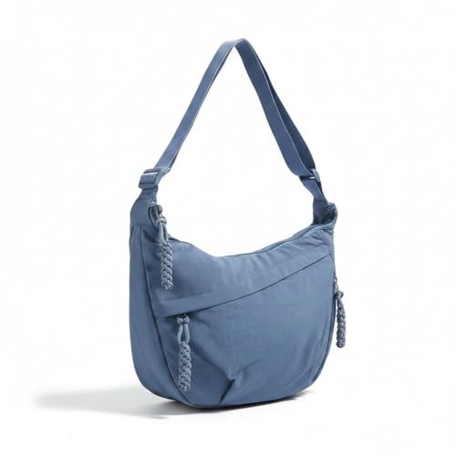 Image of GLOSSY Nylon Crescent Crossbody Sling Bag For Women and Girls, 3 Zippers, Lightweight, Travel and Casual use
