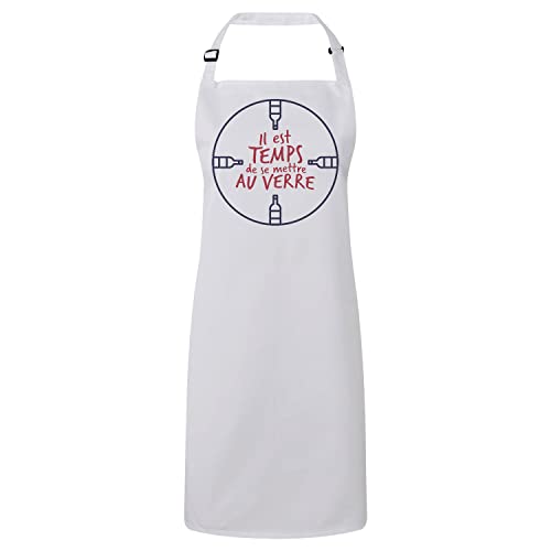 Tablier cuisine Se Mettre au Verre pour éviter les taches de graisse avec humour