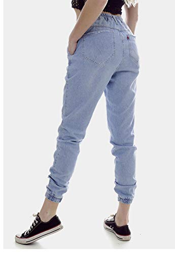 Calça Jeans Mom Jogger Sob Azul Clara com Elastano (46)