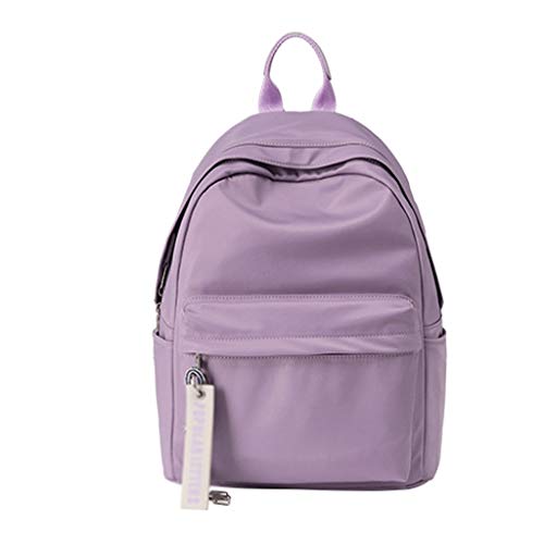 Cartables Junior High School Student Bag Version coréenne du sac à dos à bandoulière double à une épaule Voyage Shopping Sac à dos en nylon Cartables et Sacs à dos (Color : Purple) Cover