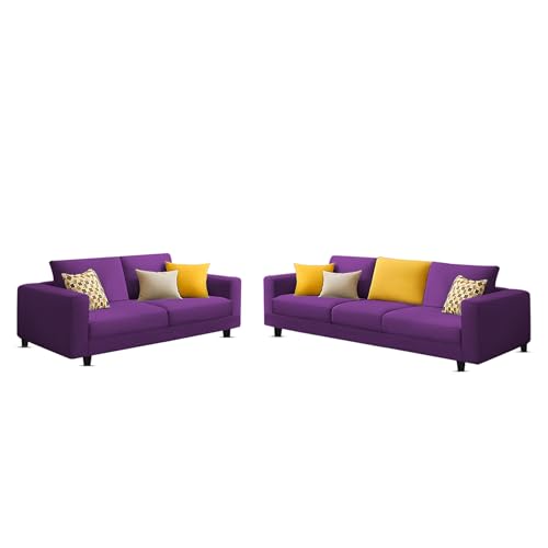 Image of Casaliving Minta 3+2 Seater Sofa Set for Living Room (Purple Colour Fabric) Premium Fabric Sofa