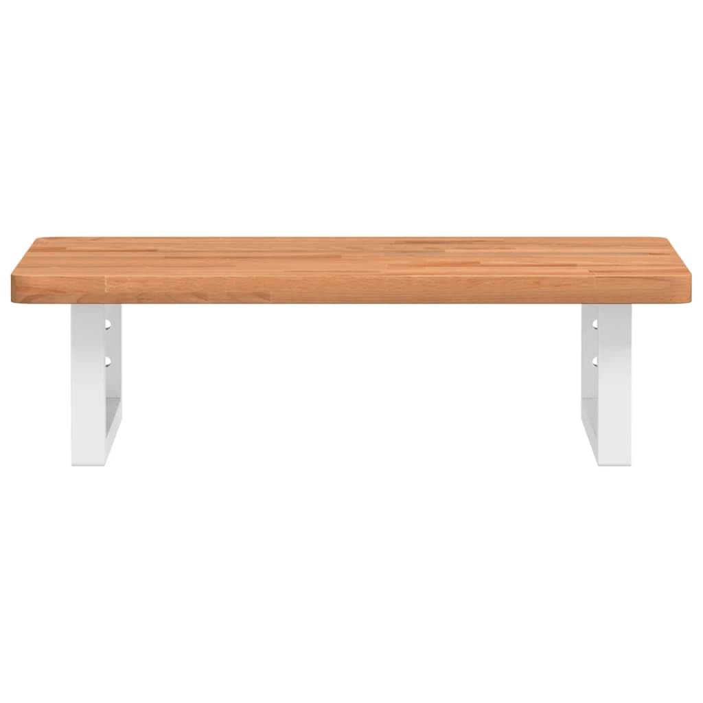 Tapa de lavabo de 60 x 40 cm con soporte blanco, estantería para lavabo de pared de madera maciza de haya lacada y acero, consola para lavabo superior para baño