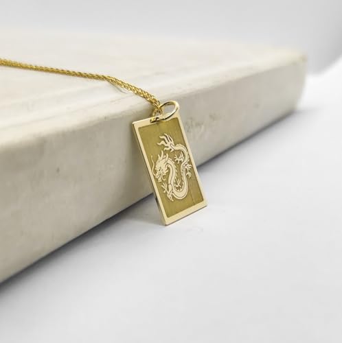 Collier tarot Dragon en argent plaqué or LKBEADS pendentif ciselé - 2