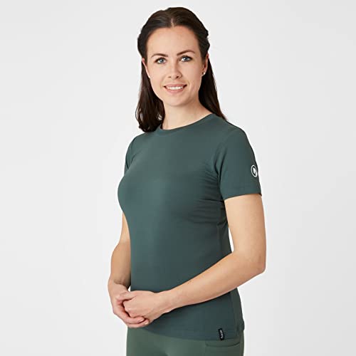 Horze Lily Women's Equestrian Short Sleeve Breathable Training T-Shirt With Mesh Panel - Cilantro Green - 12 #TOP2
