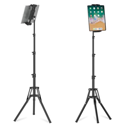 Cenawin Soporte Trípode para Tableta y iPad, Altura Regulable hasta 63", Compatible Con iPad Pro, Air, Mini, Samsung Galaxy Tab, Tabletas y Teléfonos