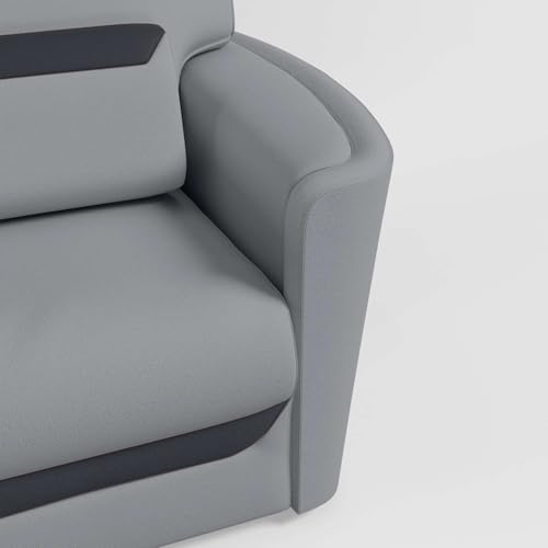Image of GODREJ INTERIO Sofa ArcbayV2 1 Seater Synthetic Leather Sofa for Living Room, 3-Years Warranty, Solid Wood, Grey and Charcoal