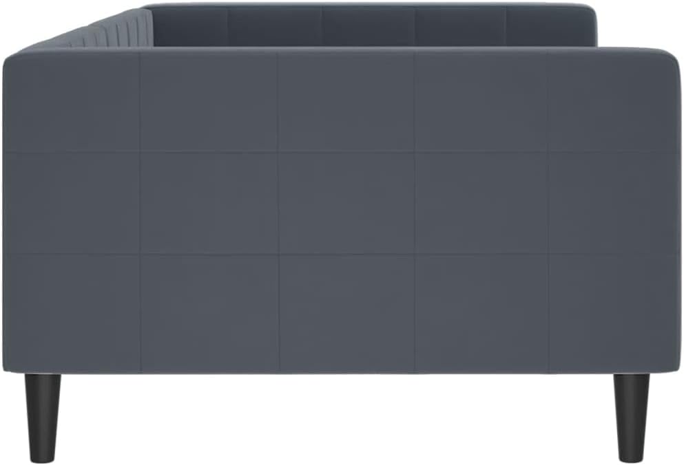 Day Bed Without Mattress Dark Gray Velvet 39.4"x74.8" Sturdy Metal Frame Platform Foundation Slatted Bed Frame Heavy-Duty Nonslip Furniture for Bedroom Modern Minimalist