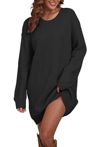 Cakulo Womens Checkered Sweater Dress Fall Oversized Long Pullover Chunky Sweaters Trendy Casual Knit Dresses 2025