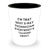 Inspirational X-Ray Technician Sexy Funny Gifts for Birthday from Medical Professionals to Colleagues with Unique Ceramic 1.5oz Shot Glass Made from White Ceramic, Microwave and Dishwasher Safe