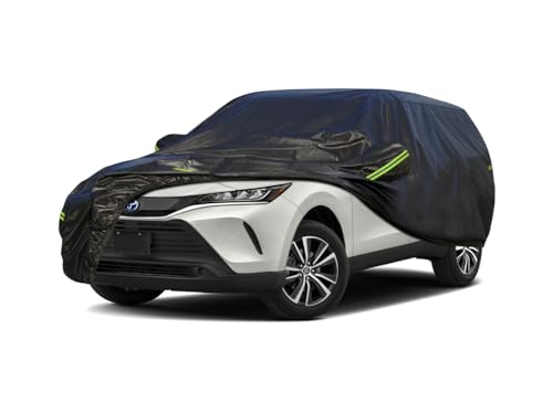 Image of KouKou Waterproof SUV Car Cover Suitable for Toyota Venza from 2020 to 2025, 7 Layers Windproof All Weather Waterproof Outdoor Cover Sun Rain UV Dust Snow Protection. Black
