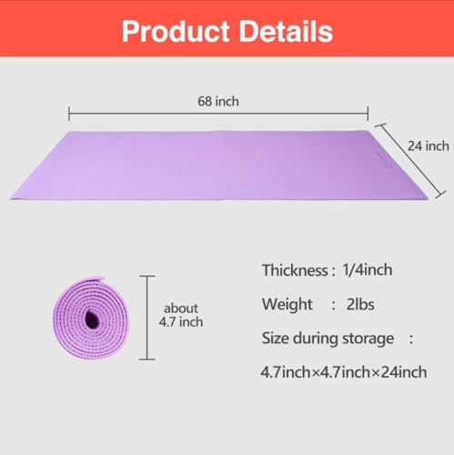 Image of Primasole Yoga Mat with Carry Strap for Yoga Pilates Fitness and Floor Workout at Home and Gym Non-slip 9 colors