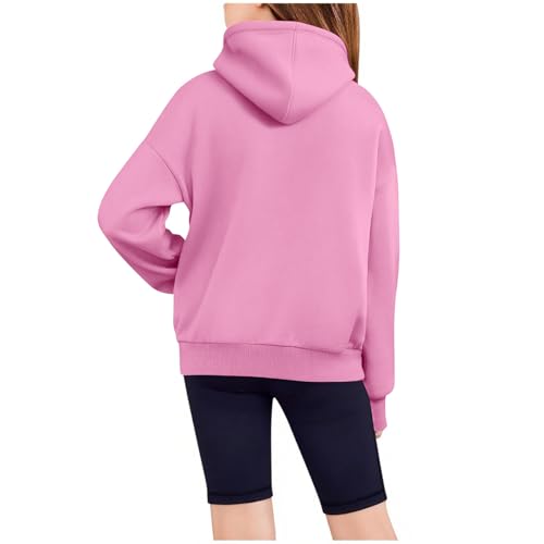 Girls Half Zip Stand Collar Hoodies Teen Girls Long Sleeve Hooded Sweatshirt Solid Pullover with Pocket 4-15 Years3