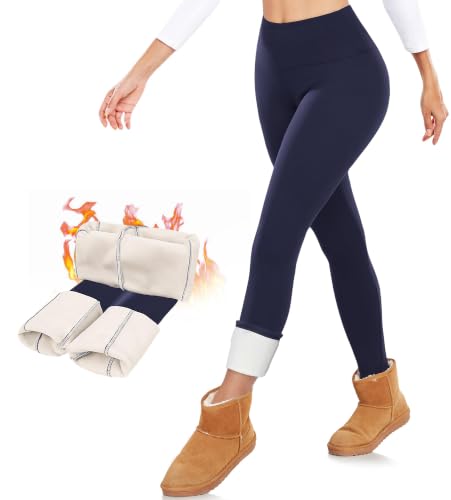 Image of DHSO Thick Winter Fleece Lined Leggings Women - Thermal Warm High Waisted Tummy Control Soft Pants for Snow Cold