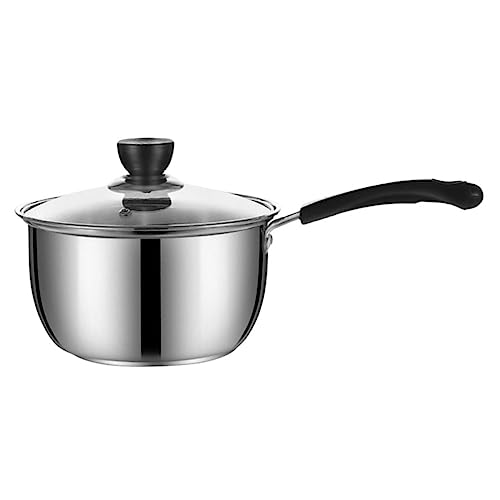Mikikit Cacerola Inoxidable para Leche y Cocina Multifuncional Sartén Antiadherente para Inducción y Gas para Hervir Leche Huevos y Sopa
