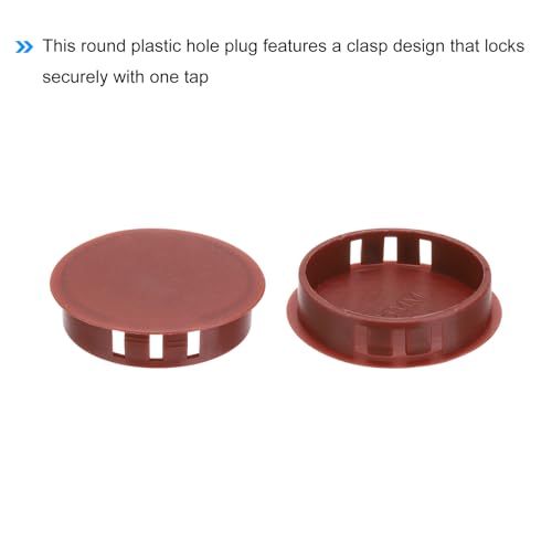 Image of MECCANIXITY 64PCS 45mm(1 3 /4 inch) Red Brown Plastic Hole Plugs, Flush Type Panel Hole Plugs Insert End Caps for Locking Hole Tubes Furniture Cabinet