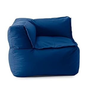 Lumaland Sitzsack-Lounge Modular Eckteil | Waschbare Sitzmöbel für Innenräume & Garten | Indoor & Outdoor Sitz-Garnitur | Wasserfester Ecksessel | Einfach erweiterbar 81x81x70cm [Dunkelblau]