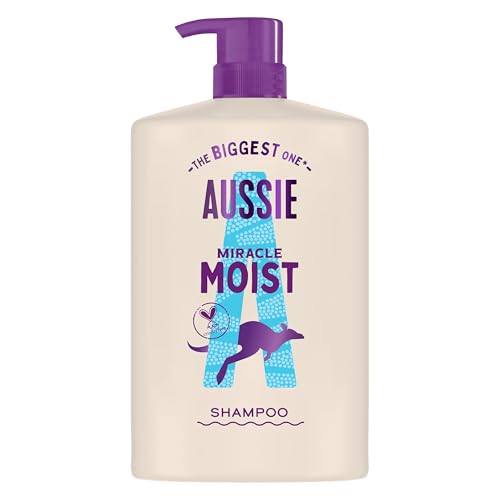 Aussie Miracle Moist Shampoo 1000ml, Formule Hydratante Pour Revitaliser et Restaurer les Cheveux Fragiles et Secs, Infusé l'Huile de Noix de Macadamia Australienne, Sans Cruauté