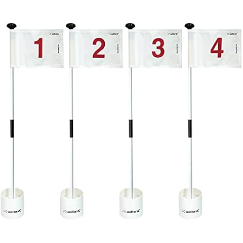 X·CELLENT Mini Golf Putting Green Flag and Hole Cup for Yard Practice Set, Golf Pin Flag Hole Cup Set, Portable 2-Section Fiberglass Golf Flag Sticks, Gifts Idea,4 Pack (4Pack White #1,2,3,4) Cover