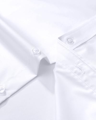 Alimens & Gentle Mens White Dress Shirt Stretch Non Iron Dress Shirts Men - 3