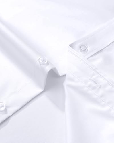 Alimens & Gentle White Dress Shirt for Men Long Sleeve Stretch Wrinkle Free Button Down Shirts Casual Work Formal Shirts - Image 4