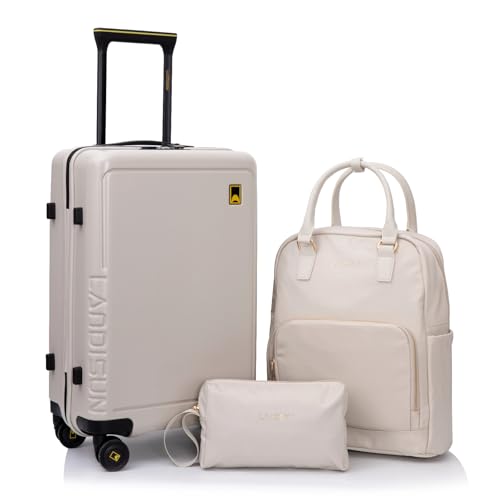 Travelhouse Luggage Sets 3 Piece,Carry On Luggage 20 Inch With Spinner Wheels,PC Hardside Suitcase Set with TSA Lock,Durable Carry On Suitcase With Travel Backpack for Men Women